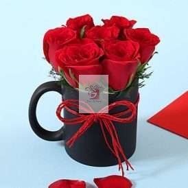 mug with roses