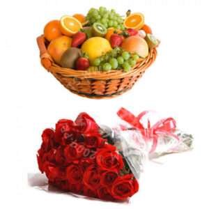 fruit basket with flowers