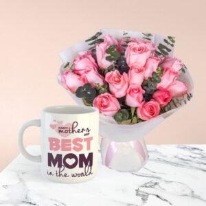mug with flower bouquet for mom gifts online in Pakistan