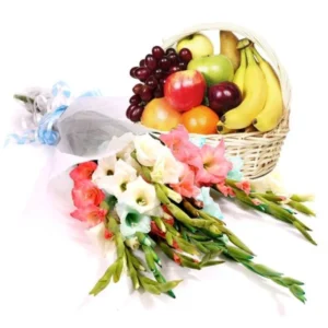 flowers with fruit basket