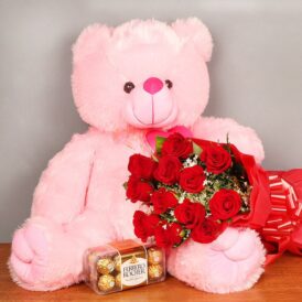 teddy bear flowers and chocolate