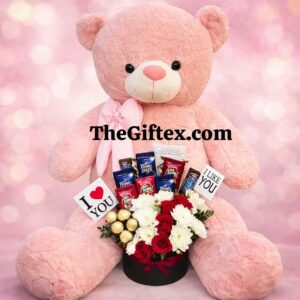 Teddy Bear with Flower & Chocolate