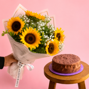 Sunshine includes Sunflower Bouquet with Chocolate Cake