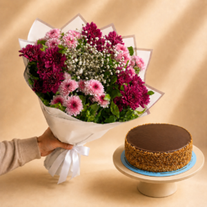 Berry Blush Flower Cake Combo in pakistan.